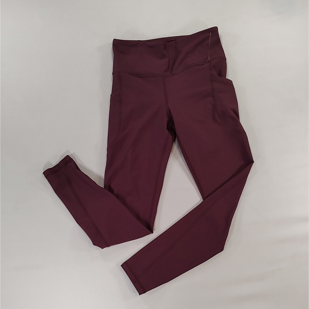 Old Navy Powersoft Leggings Burgundy Red High-Rise Capri Pocket Womens Size S